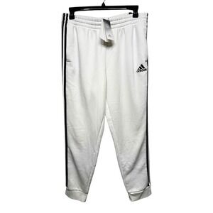 Adidas Sweatpants White Black Stripe Tapered Leg Full-Length Track Pants XL